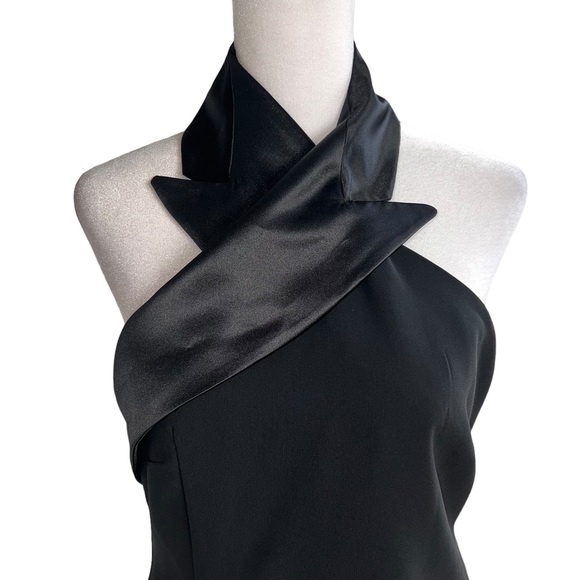 Zara Studio Black Halter Midi Dress Tuxedo Backless Size S W/flaw - Picture 3 of 10